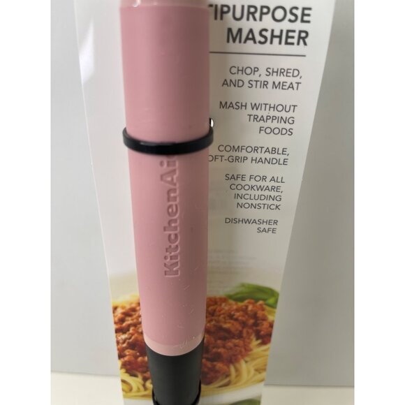KitchenAid Multipurpose Meat Masher With Comfort Grip Handle In Pink & Black NWT - Picture 2 of 5